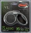 Поводок- рулетка FLEXI NEW Classic трос. XS (до 8 кг),  3 м (черный 022429)