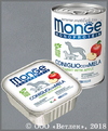 MONGE 70014328 Монопротеиновые консервы для собак, Кролик с рисом и яблоками, банка 400 г