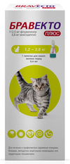 Бравекто Плюс капли для кошек весом от 1,2 до 2,8 кг, пипетка 0,4 мл (срок годности 01.2024)