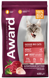 Авард корм для взрослых домашних кошек крупных пород (AWARD Indoor Big cats), говядина и курица, уп. 400г