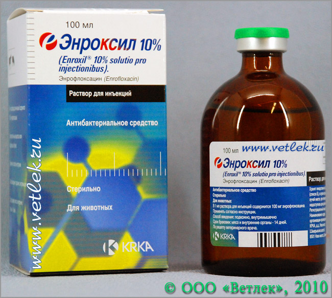 Энроксил 10% раствор для инъекций, фл. 100 мл  в ветеринарном .